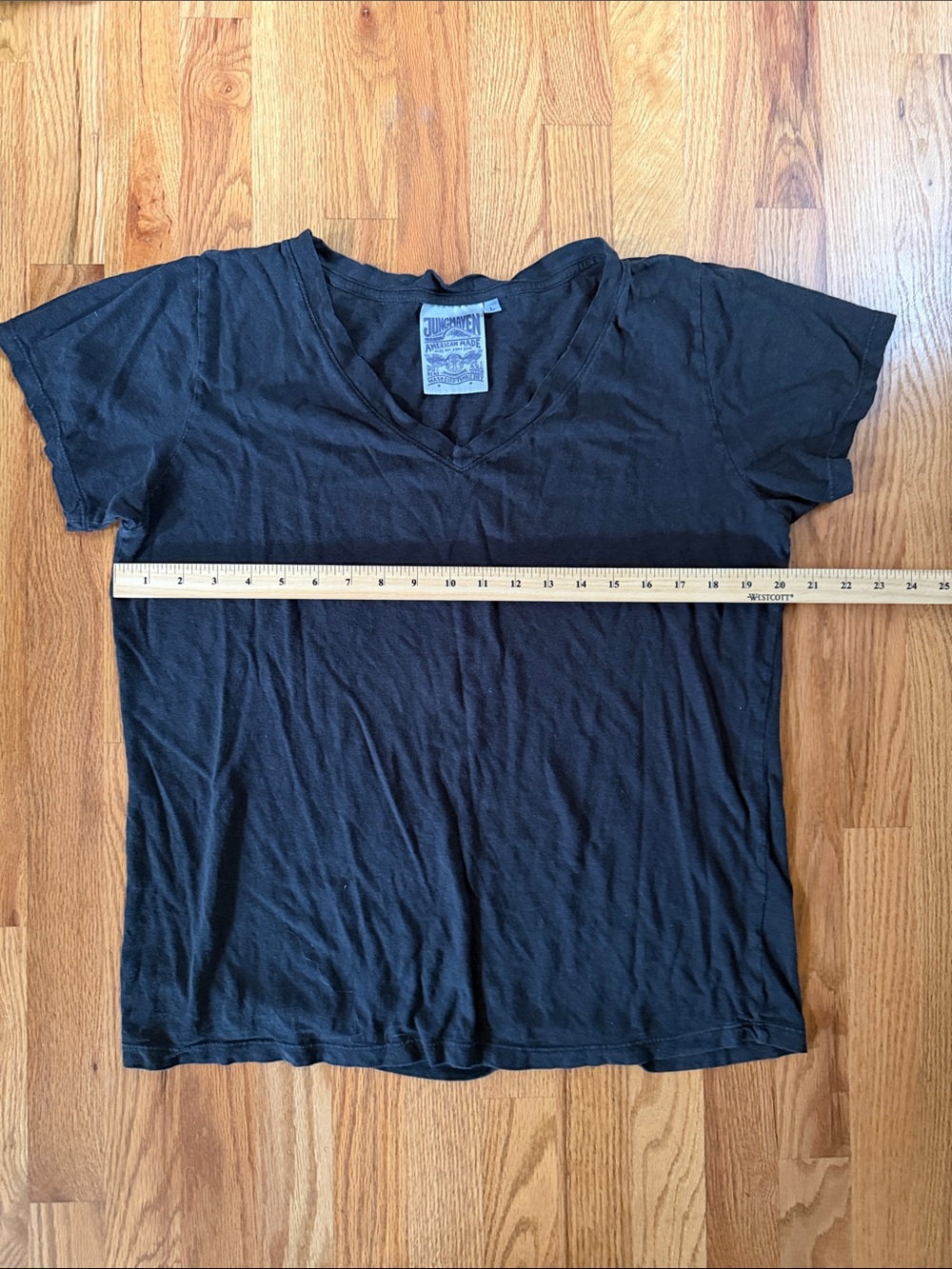 Jungmaven Black V-Neck Short Sleeve soft cotton Tee American made L Hemp cotton - Picture 4 of 6